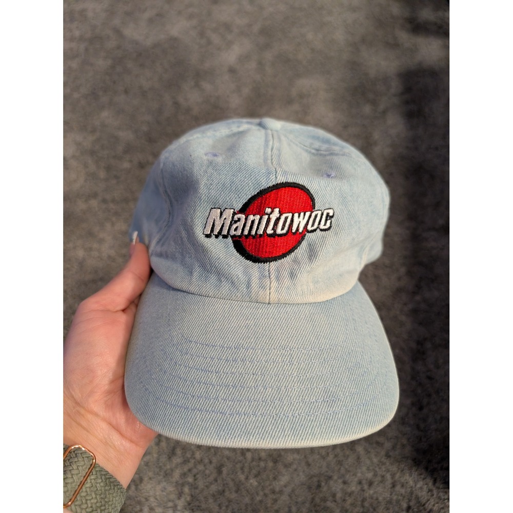 Light Wash Denim Manitowoc WI Baseball‎ Cap Adjustable Strap Casual